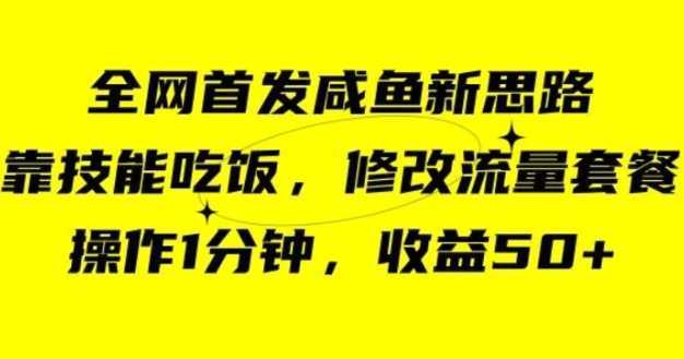 咸鱼冷门新玩法，靠“技能吃饭”，修改流量套餐，操作1分钟，收益50【揭秘】