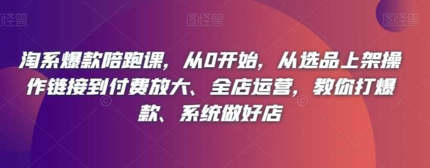 淘系爆款陪跑课，从0开始，从选品上架操作链接到付费放大、全店运营，教你打爆款、系统做好店