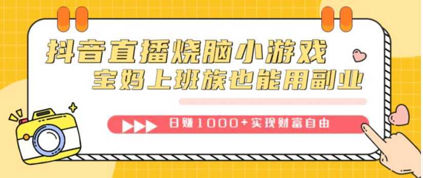 抖音直播烧脑小游戏，不需要找话题聊天，宝妈上班族也能用副业日赚1000+