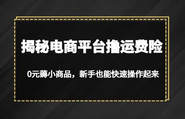 揭秘电商平台撸运费险，0元薅小商品，新手也能快速操作起来