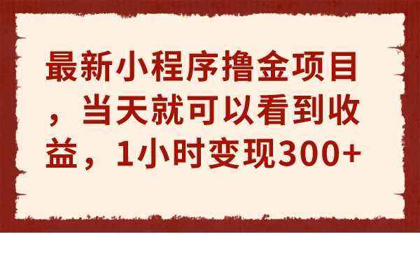 最新小程序撸金项目，当天就可以看到收益，1小时变现300+