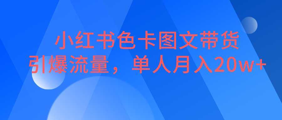 小红书色卡图文带货，引爆流量，单人月入20W+