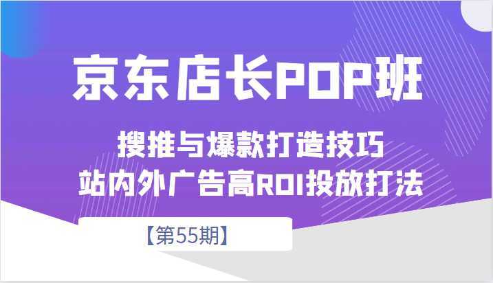 京东店长POP班【第55期】，京东搜推与爆款打造技巧，站内外广告高ROI投放打