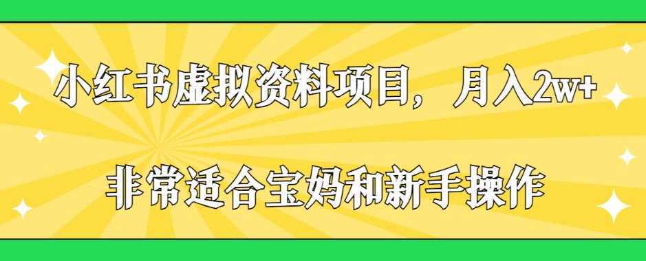 小红书虚拟资料项目，月入2w+，非常适合宝妈和新手操作【揭秘】