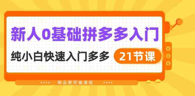 新人0基础拼多多入门，纯小白快速入门多多