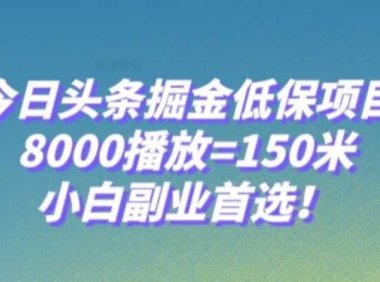 今日头条掘金低保项目，8000播放=150米，小白副业首选【揭秘】