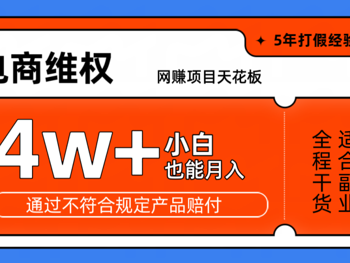 网赚项目天花板电商购物维权月收入稳定4w+独家玩法小白也能上手